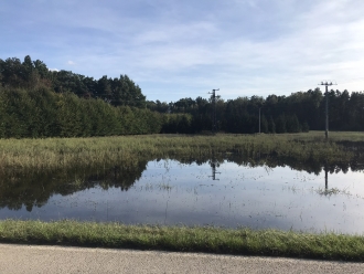 Louka před kempem zůstala dlouho pod vodou.